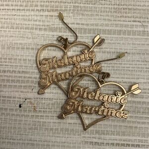 Hot Topic Gold Heart Earrings with Festive Engravings